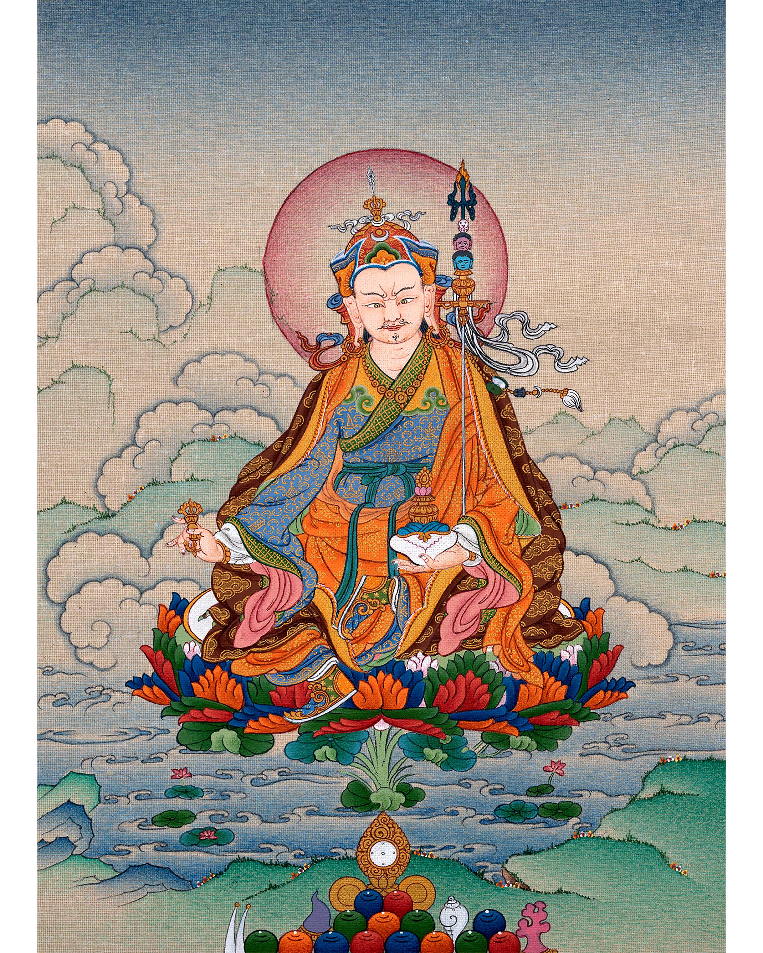 Tibetan Guru Rinpoche Thangka | Tantric Buddhist Master