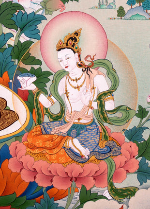 Guru Padmasambhava Manifestation Thangka | Tibetan Thangka Canvas Print