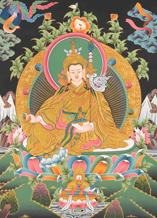 Guru Rinpoche Thangka | Traditional Handpainted Art | Wall Decors