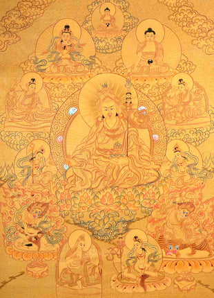 Guru Rinpoche Thangka | Hand Painted Buddhist Art | Wall Decors