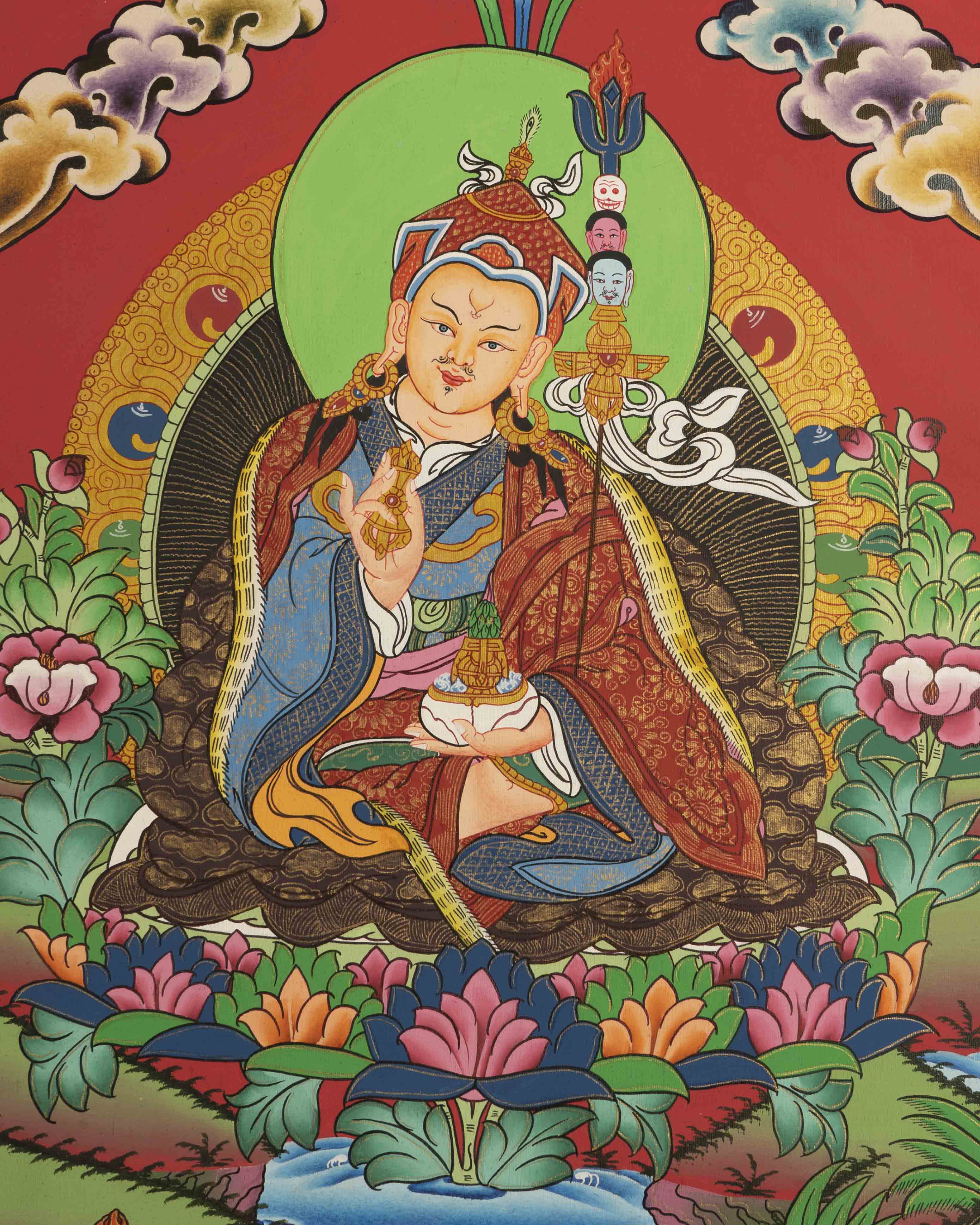 Guru Rinpoche Thangka | Religious Wall Decoration Painting | Religious Gift