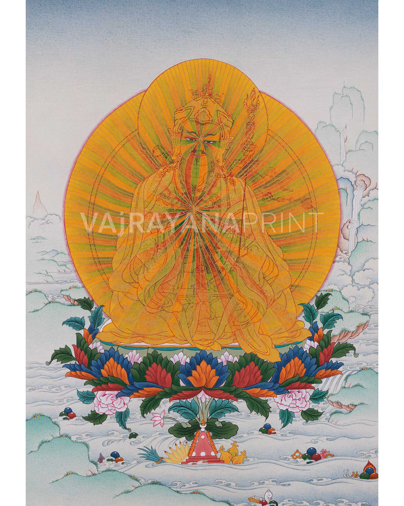 Buddhist Guru Rinpoche Rainbow Body Thangka