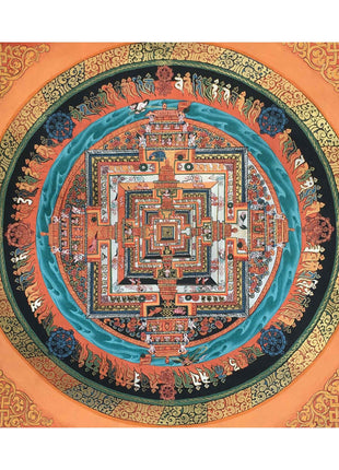 Hand Painted Kalchakra Mandala Art from Nepal | Tibetan Mandala Canvas Art
