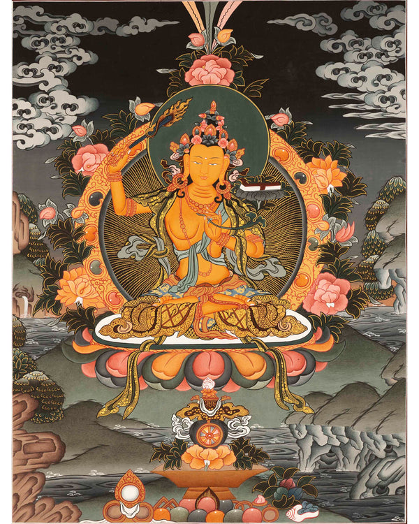 HandPainted Manjushree Thangka | Buddhist Art