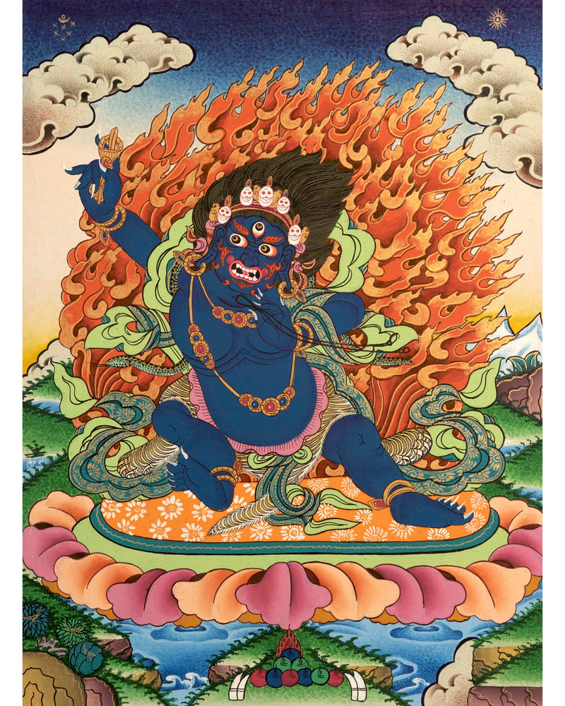 Hand Painted Vajrapani Thangka | Wrathful Bodhisattva Painting