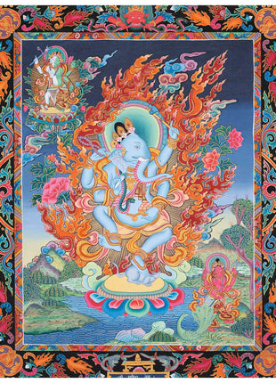 Handpainted Ganesh Thangka | Tibetan Religious Art