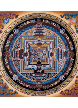 Handpainted Kalachakra Mandala | Traditoinal Tibetan Thangka | Wall Decors