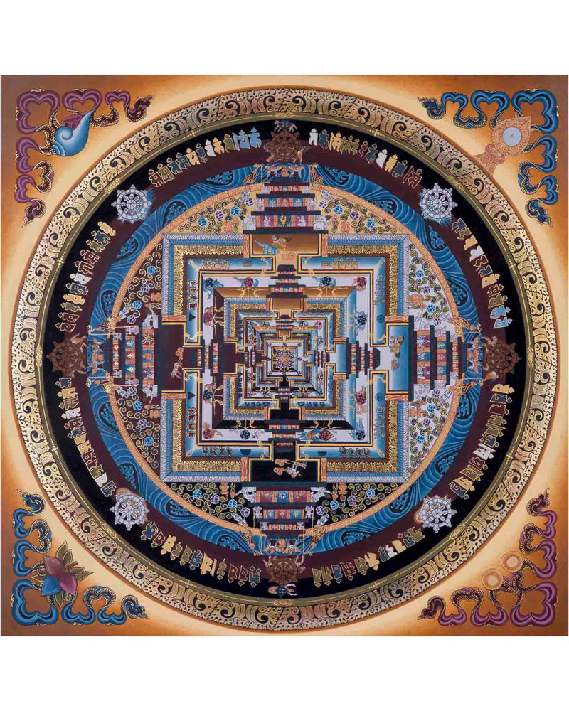 Handpainted Kalachakra Mandala | Traditoinal Tibetan Thangka | Wall Decors