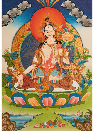 Handpainted  White Tara | Tibetan Buddhist Art