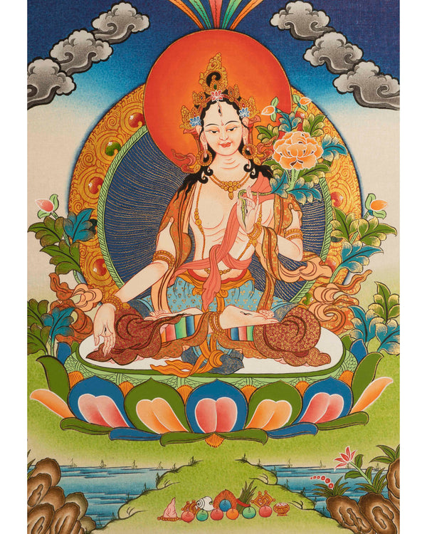 Handpainted  White Tara | Tibetan Buddhist Art