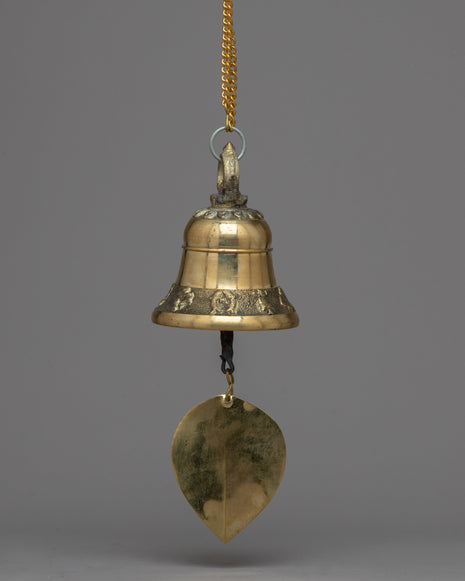 Handcrafted Brass Hanging Bell with Chain | Decorative Wind Chimes for Home Decor | Thoughtful Housewarming Gift