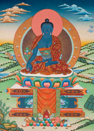 Healing Buddha | Medicine Buddha Thangka | Traditional Buddhist Art