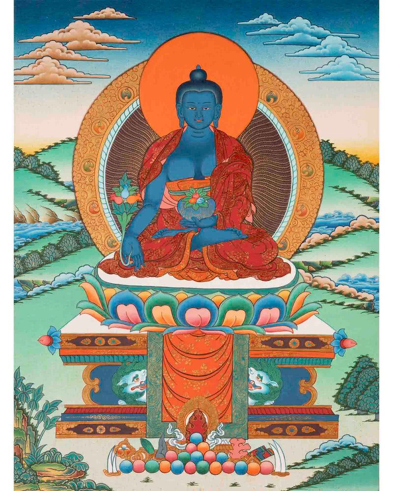 Healing Buddha Thangka | Medicine Buddha | Religious Painting