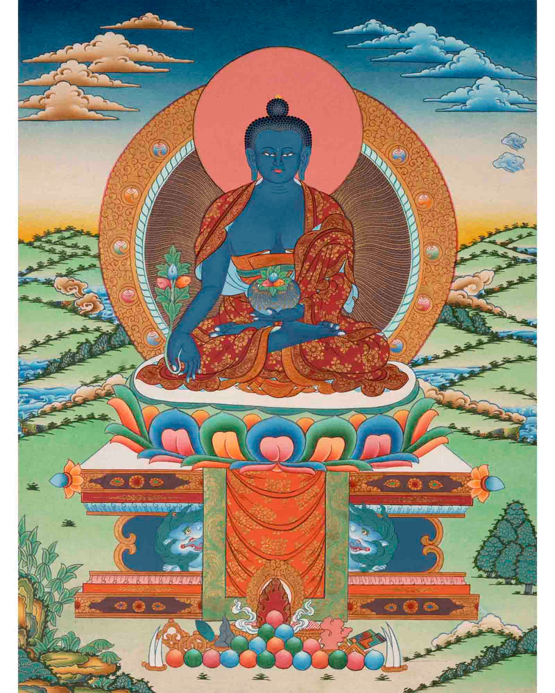 Healing Buddha | Medicine Buddha Thangka | Traditional Buddhist Art