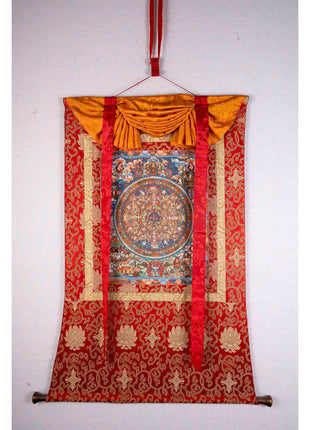 Heruka Mandala Thanka With Brocade | Wall Decor Painting