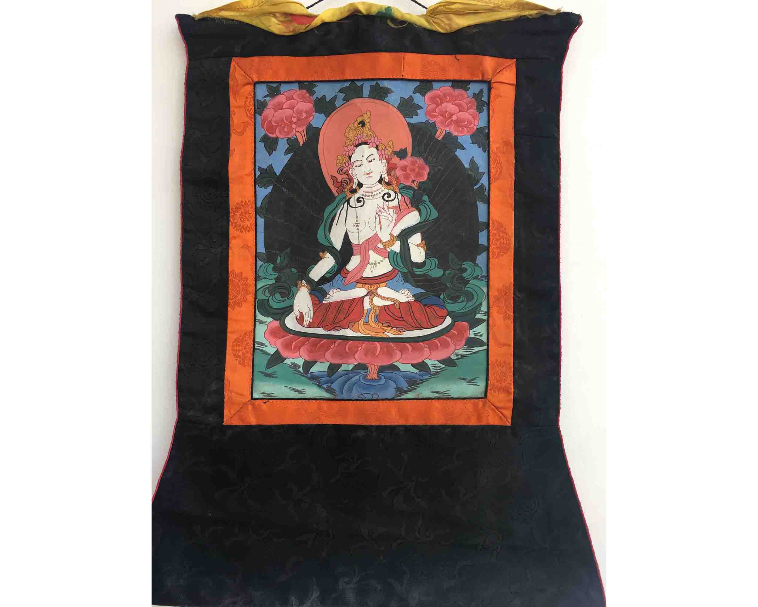 Vintage White Tara Thangka Painting | A Symbol of Serenity