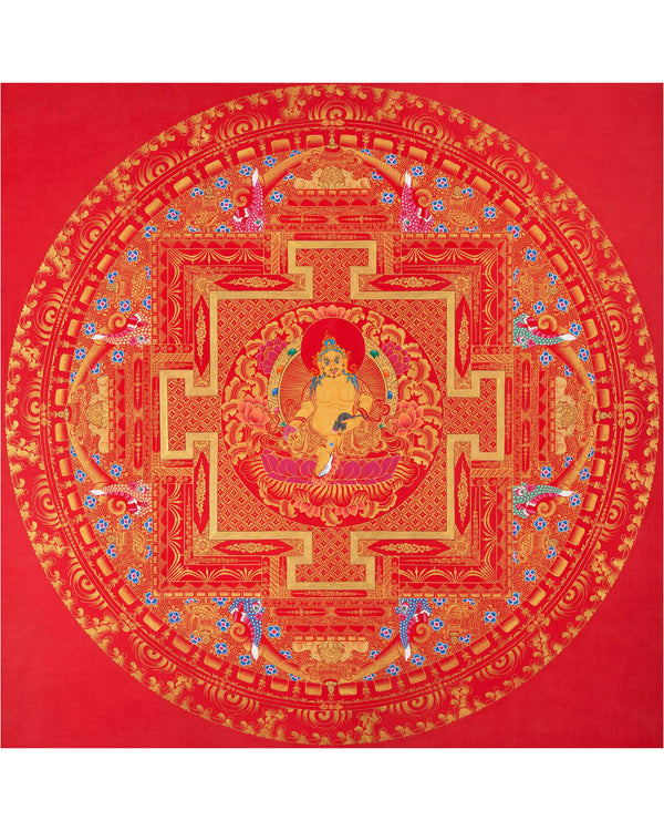 Jhambala Mandala Thangka  |  Spiritual Asian Art | Buddhist Crafts Decor