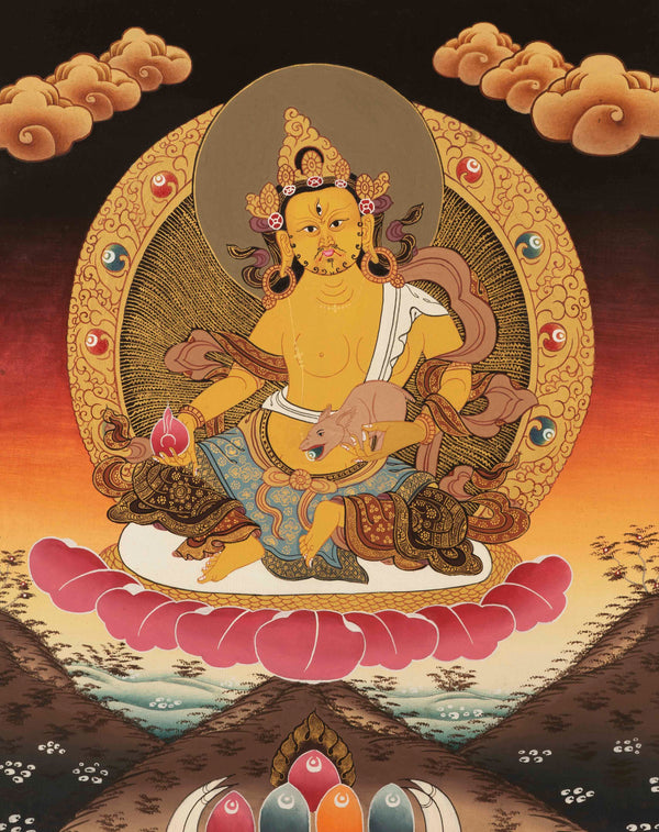 Jambhala Thangka | Traditional Tibetan Art | Wall Decor Painting
