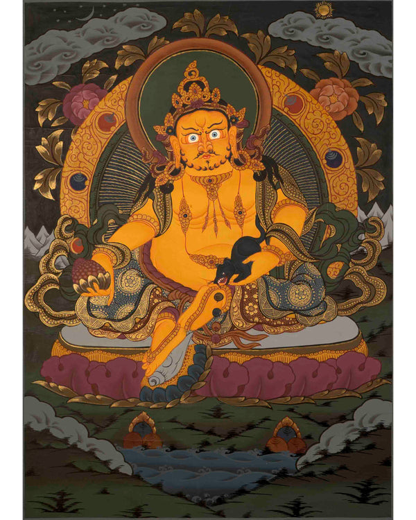 Jhambala Kubera Thangka | HandPainted Buddhist Thangka