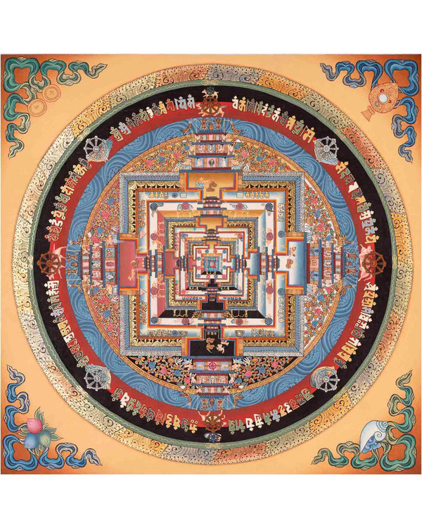 Buddhist Kalachakra Mandala | Tibetan Traditional Thangka | Wall Decors
