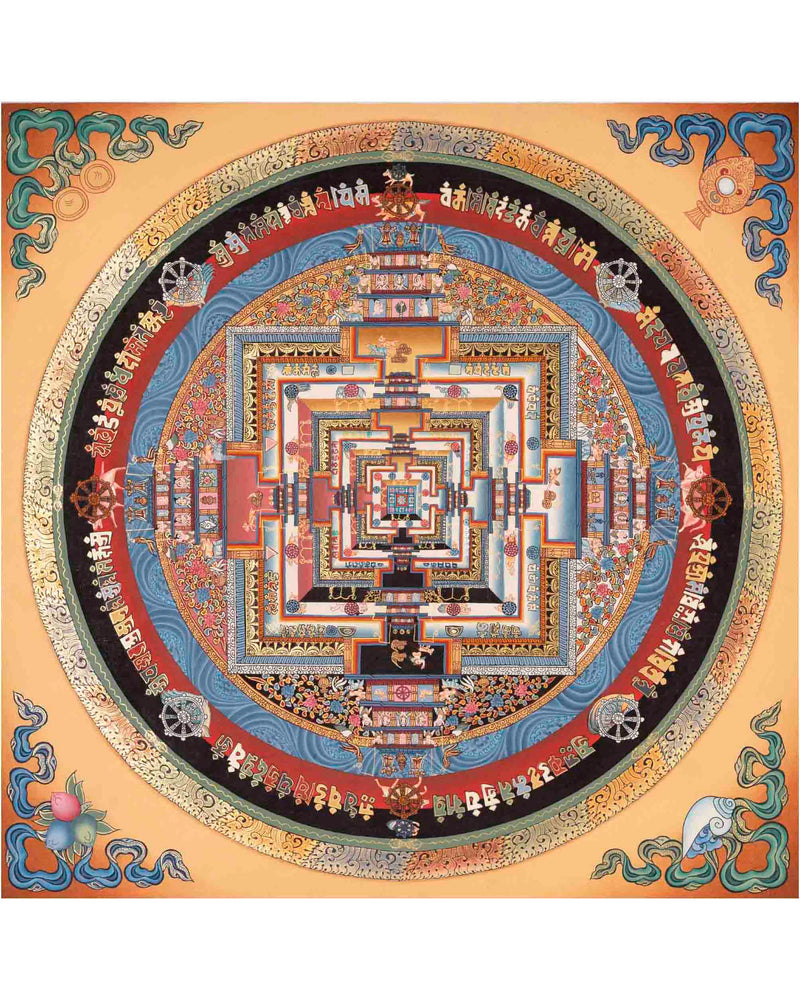 Buddhist Kalachakra Mandala | Tibetan Traditional Thangka | Wall Decors