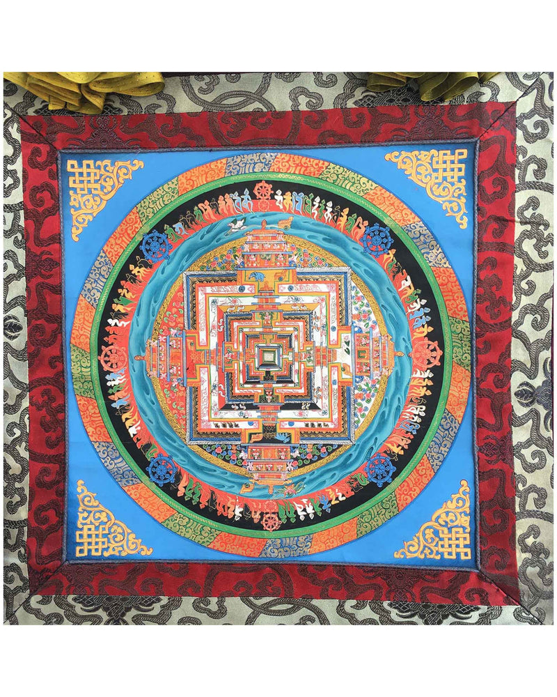 Kalachakra Blue Themed Mandala | Buddhist Art for Meditation