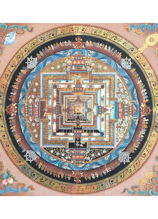 Brocade Mounted Kalachakra Mandala | Tibetan Thangka Art Nepal