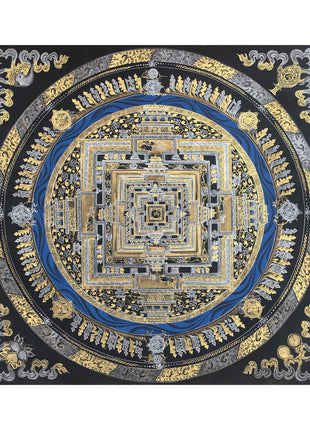 Kalachakra Mandala  |  Black And Gold Painting