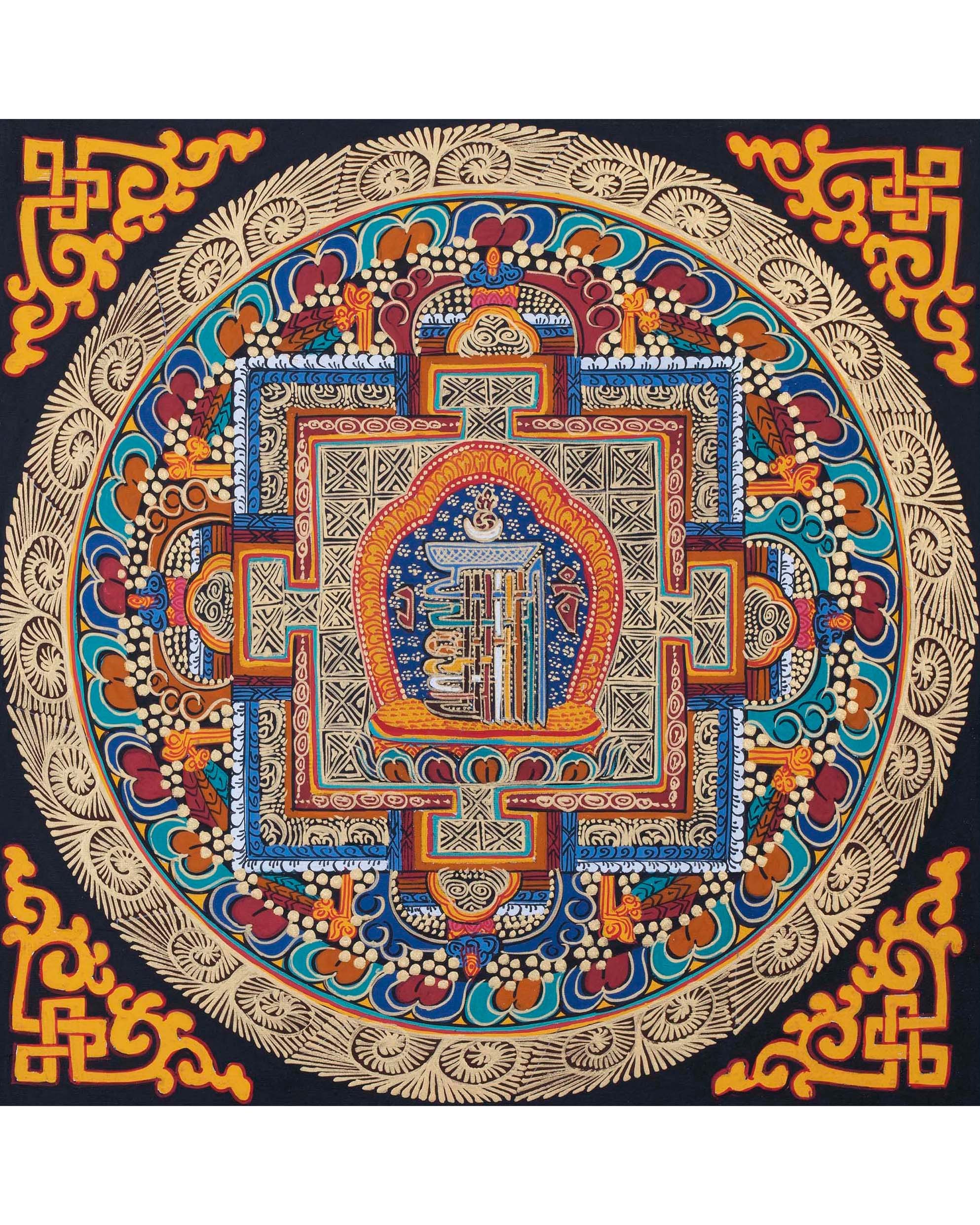 Kalachakra Symbol Mandala  | Small Size Wall Decoration Painting