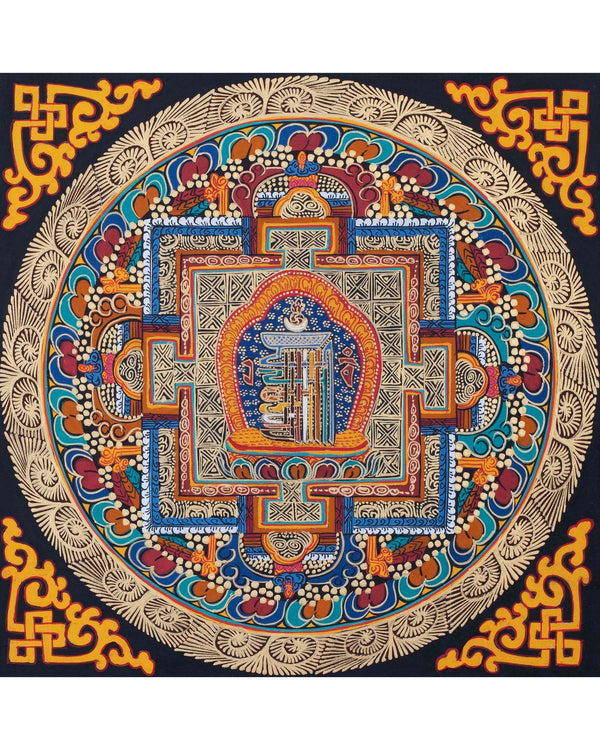 Kalachakra Symbol Mandala  | Small Size Wall Decoration Painting