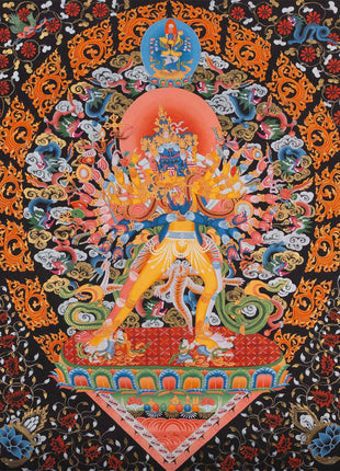 Kalachakra Deity Thangka Painting | Vintage Original Hand-Painted Thanka
