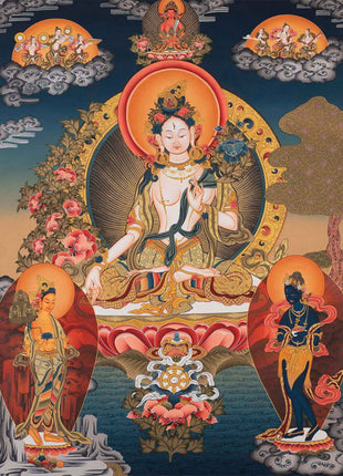 Large Arya Tara Tibetan Thangka | Mother Of Compassion And Wisdom