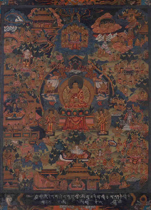 Life Of Shakyamuni Buddha | Traditional Tibetan Thangka | Wall Decors