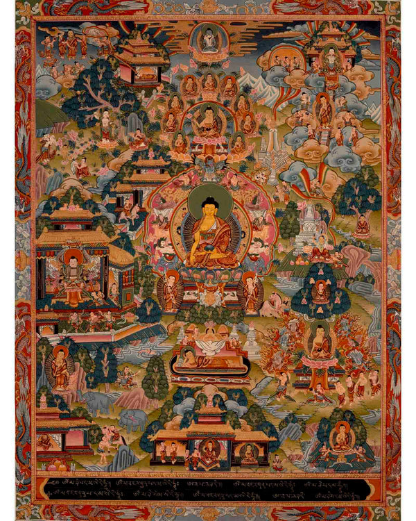 Life Story Of Shakyamuni Buddha | Traditional Tibetan Thangka | Wall Decors