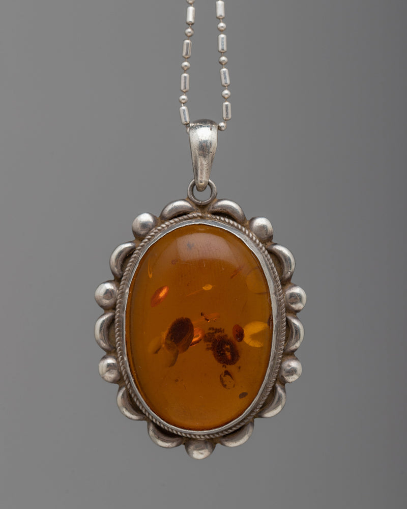 Silver Amber Pendent