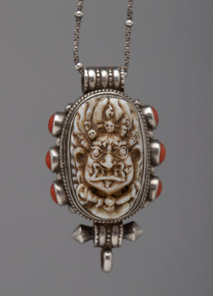 Wrathful Deity Face Silver Locket
