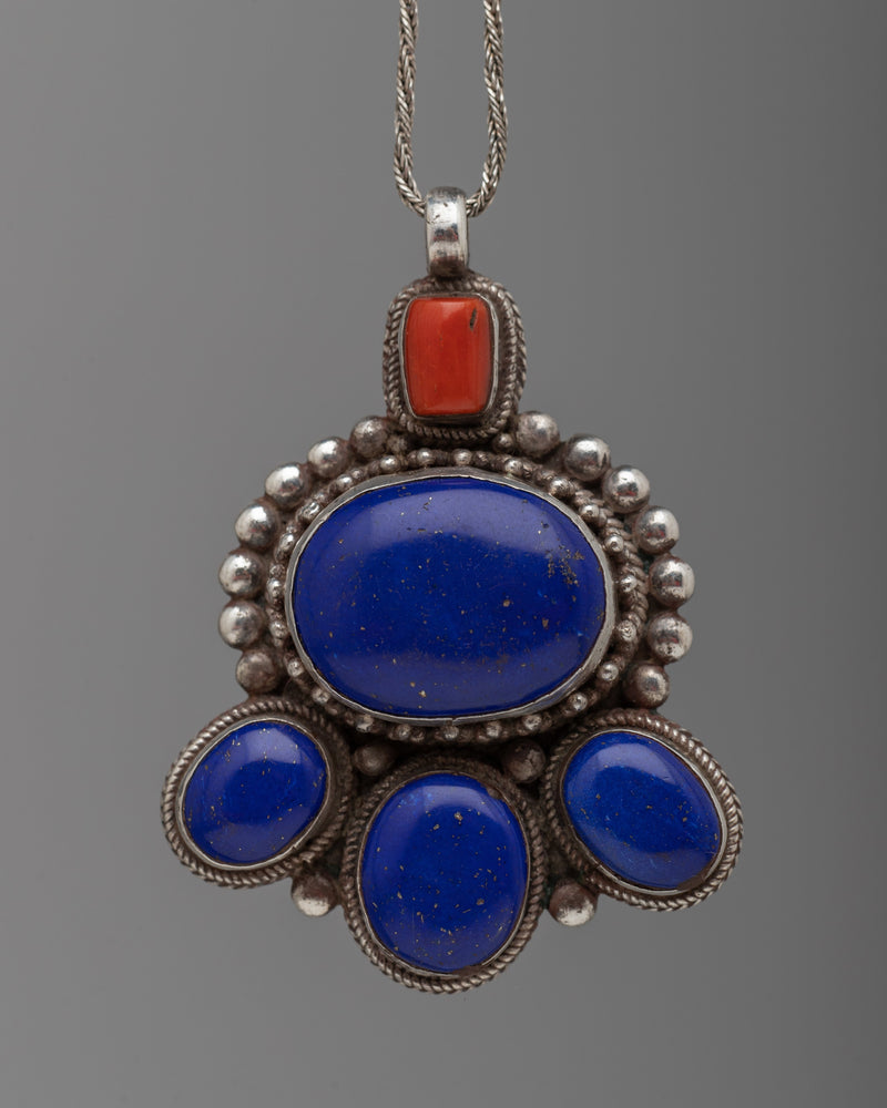 Lapis Lazuli and Coral Locket