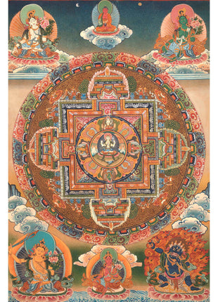 Chenrezig Mandala Thangka | Handpainted Religious Buddhist Art