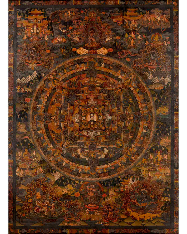 Lokeshvara Chenrezig Mandala | Traditional Buddhist Thangka | Wall Decors