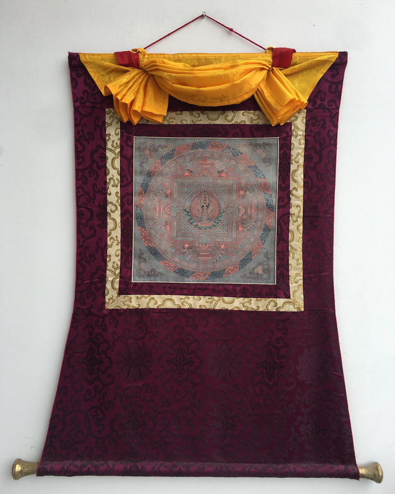 Silver Lokeshvara Mandala with Brocade