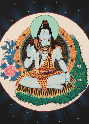 Lord Shiva Thangka | Hindu Deity | Wall Hanging Decoration