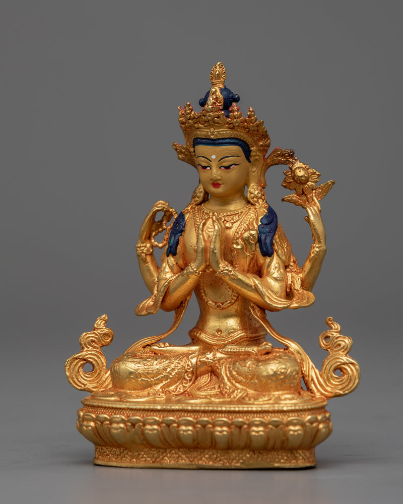Miniature Chenrezig Sculpture | Buddhist Compassionate Bodhisattva
