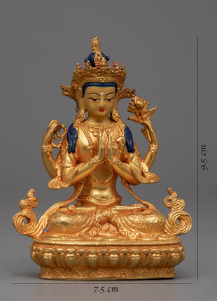 Miniature Chenrezig Sculpture | Buddhist Compassionate Bodhisattva