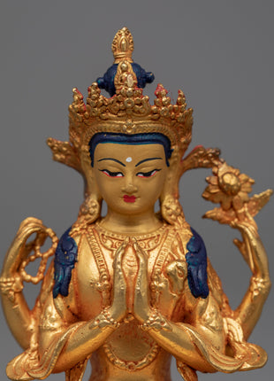 Miniature Chenrezig Sculpture | Buddhist Compassionate Bodhisattva