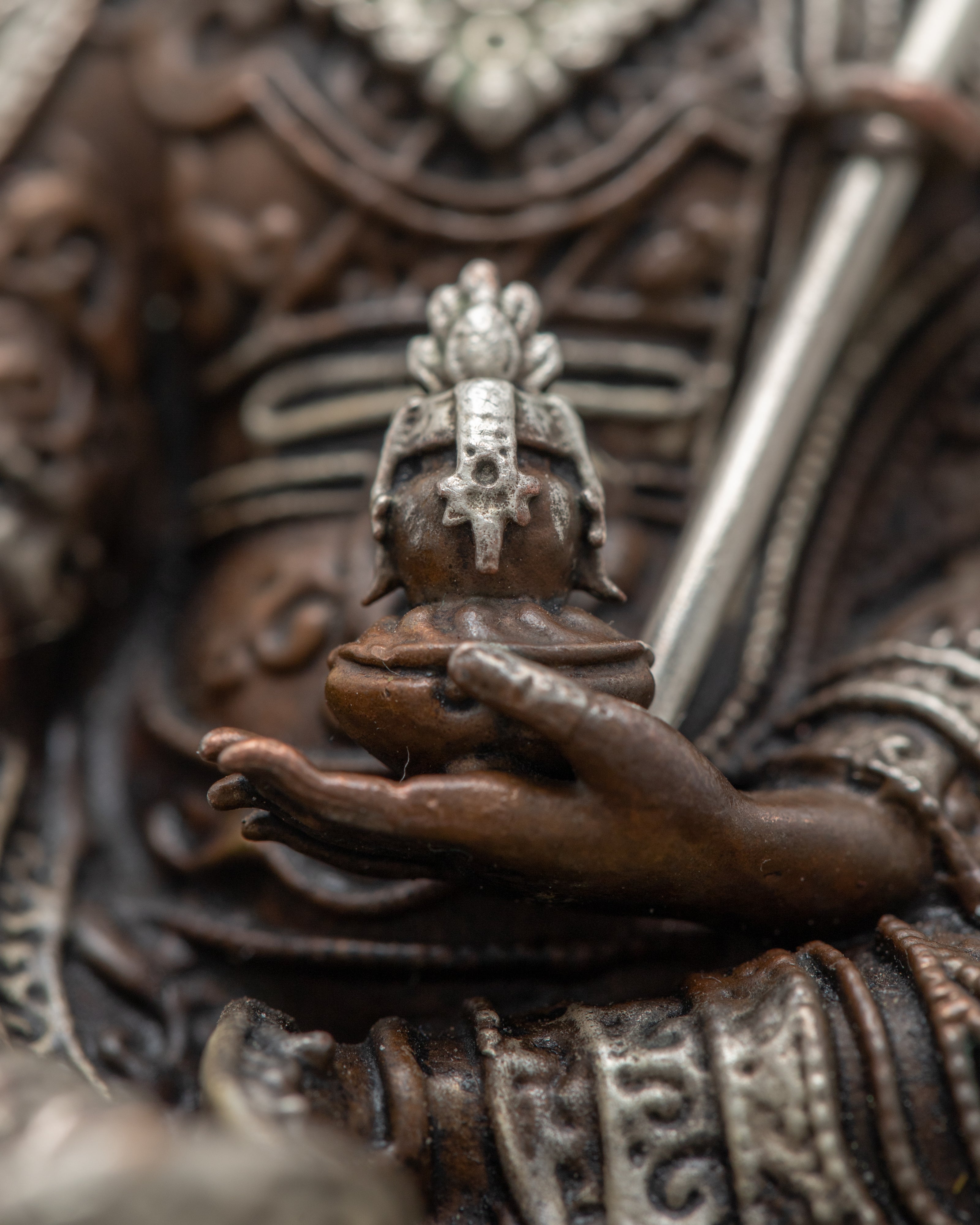 Copper Guru Rinpoche Statue | Buddhist Art Decor