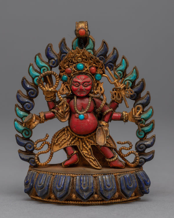 Six Armed Mahakala Statue | Traditional Buddhist Art