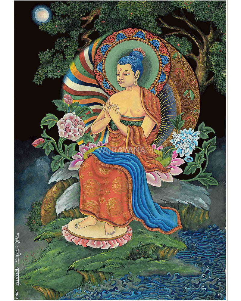 Maitreya Buddha Mantra Thangka Print