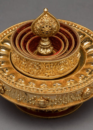 Handcarved Mandala Set | Religious Artifacts | Gold Plated Mandala Set