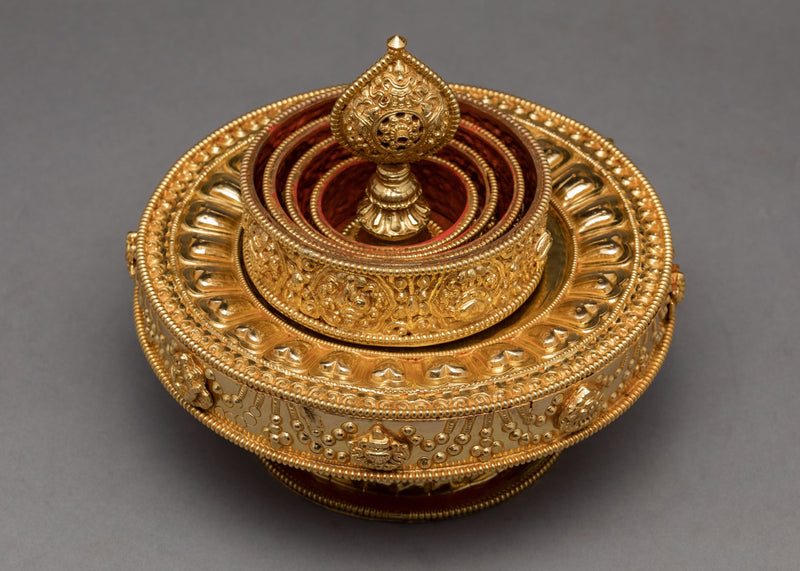Handcarved Mandala Set | Religious Artifacts | Gold Plated Mandala Set