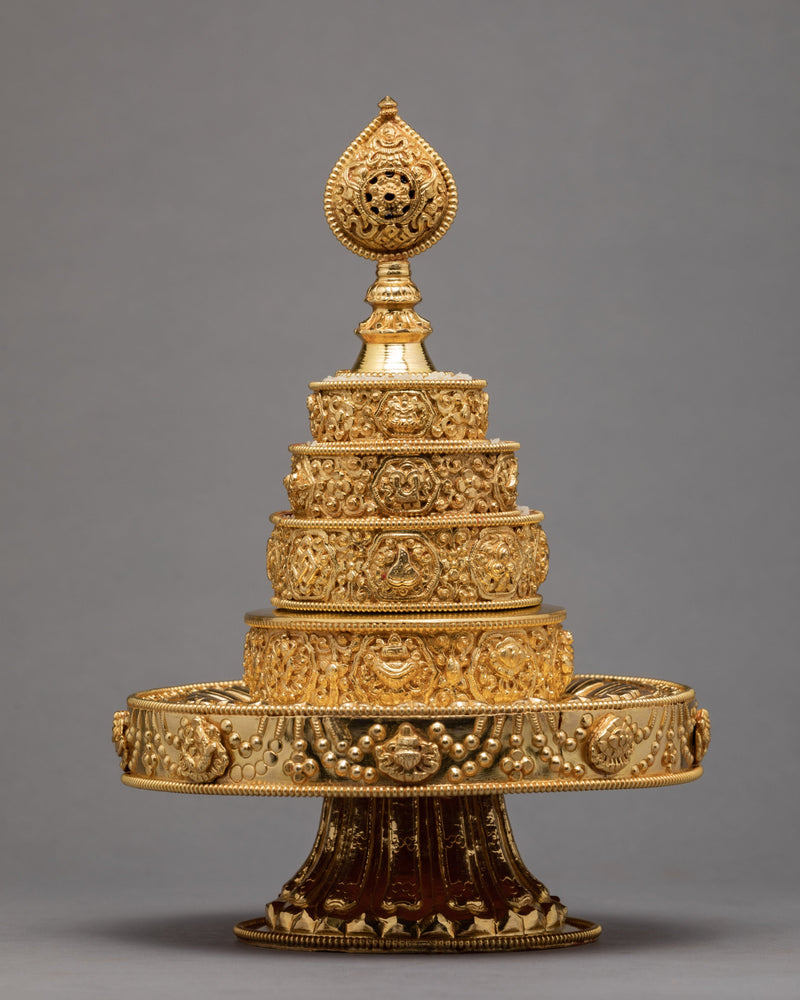 Handcarved Mandala Set | Religious Artifacts | Gold Plated Mandala Set